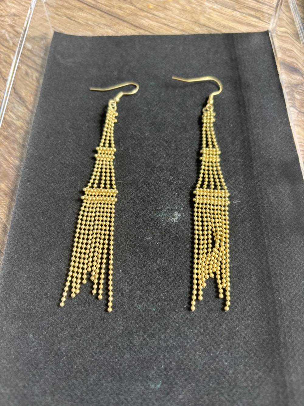 Gold Beaded Fringe Drop Earrings - Elegant Women’s Jewelry